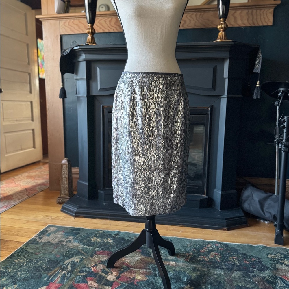 Chico's Gray Sequin Pencil Skirt Knee-Length